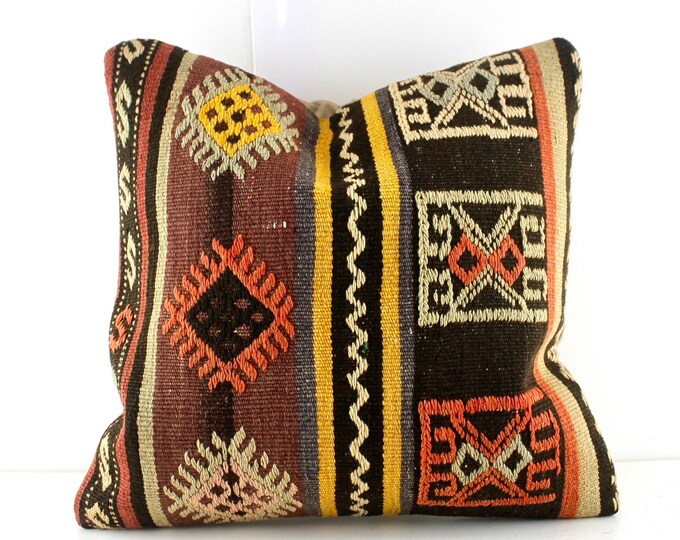 Decorative Kilim Pillow, Kilim Pillow Cover, Kilim Pillow 16X16, Kilim Pillows, Kilim Cushion