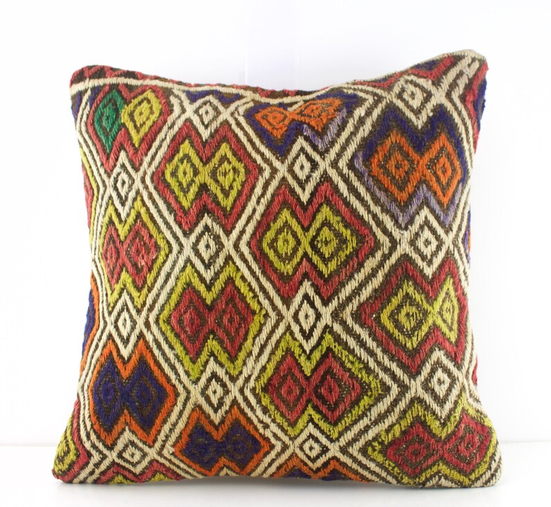 Turkish Kilim Pillow Kilim Pillow 16X16 Kilim Pillows Etsy