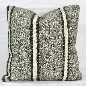 Decorative Turkish kilim pillow 18&quot; Black&White kilim pillow cover,Turkish pillow for Sofa,Boho Kilim throw pillow,Vintage Turkish Pillow