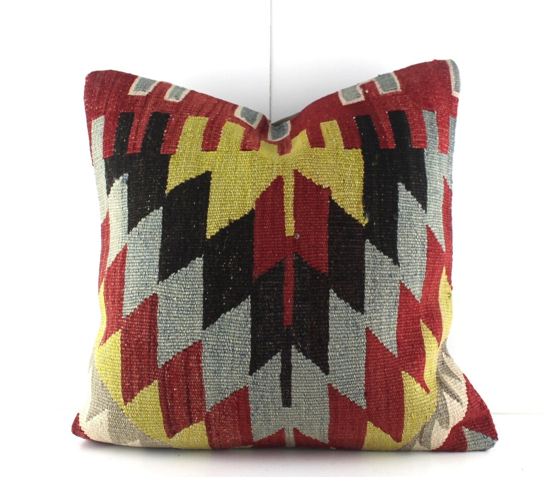 Vintage Handwoven Kilim Pillow, Kilim Pillow Cover 16X16, Kilim Pillows ...