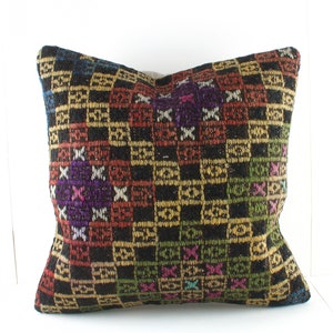 Turkish Kilim Pillow, Kilim Pillow 16X16, Kilim Pillows, Decorative Kilim Sofa Pillow, Home Decor, Kilim Cushion, Kilim Pillow Cover,