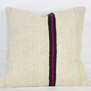 Decorative Turkish Hemp Kilim Pillow 20x20, Kilim throw Pillow, Vintage Handmade kilim pillow, Couch cushion,Beige Hemp Turkish pillow cover