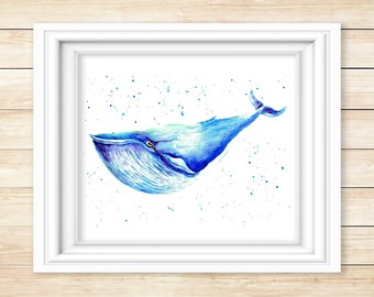 Blue Whale #1 Watercolor Print