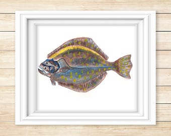 Flounder #2 Watercolor Print
