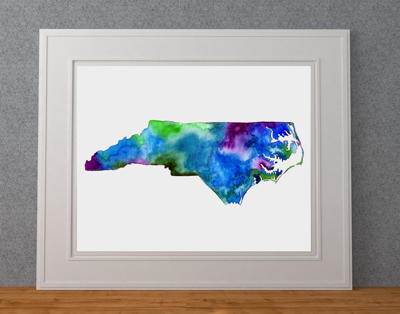 North Carolina Watercolor Silhouette