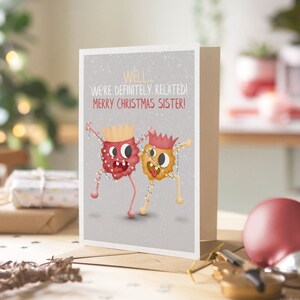 Cartão de Natal engraçado da irmã, Feliz Natal, Irmã, Xmas Cartão bonito da irmã monstro louco do irmão, definitivamente relacionado PE50