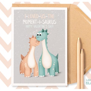 Lindo dinosaurio Tarjeta de felicitación del Día de San Valentín, Esposa Esposo Novio Novia Pareja, Feliz Día de San Valentín Divertido Romántico Amor Pun, PE64
