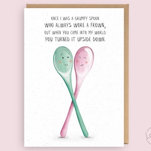 Cartão de aniversário engraçado da esposa/cartão de aniversário da namorada/aniversário da esposa/aniversário do marido/cartão de amor engraçado/colher mal-humorada PE08