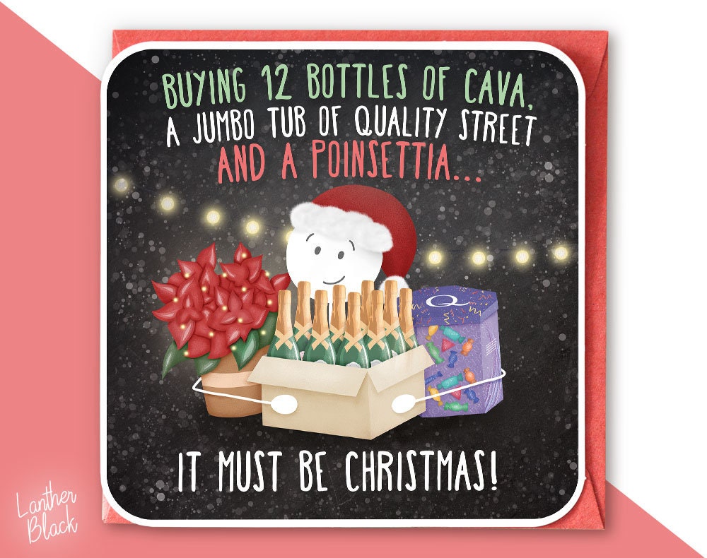Grappige Kerst Shopping Stickman Wenskaart Cava Quality Etsy Nederland