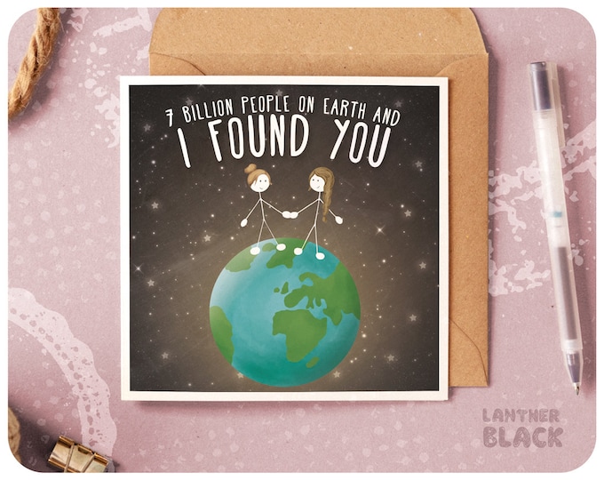 Cute Lesbian Couple Love Card / Wife Birthday Card / Anniversary Card ...