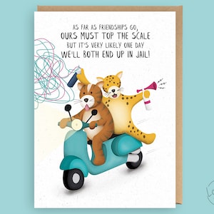 Crazy Friends Geburtstagskarte / Lustige Beste Freundin Geburtstagskarte / Lustige Just because Karte / We'll both end up in haft wild cats / PE02