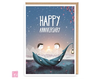 Gay Couple Happy Anniversary Card / Husband Anniversary Card / Gay Anniversary Card / LGBT Anniversary card Mr and Mr anniversary card WW07B