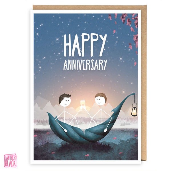 Gay Couple Happy Anniversary Card / Husband Anniversary Card / Gay Anniversary Card / LGBT Anniversary card Mr and Mr anniversary card WW07B