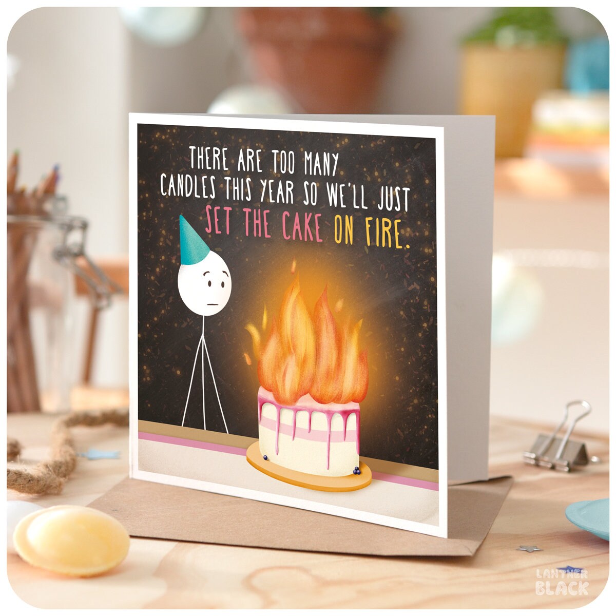 Too Many Candles Funny Happy Birthday Greeting Card Set the Etsy