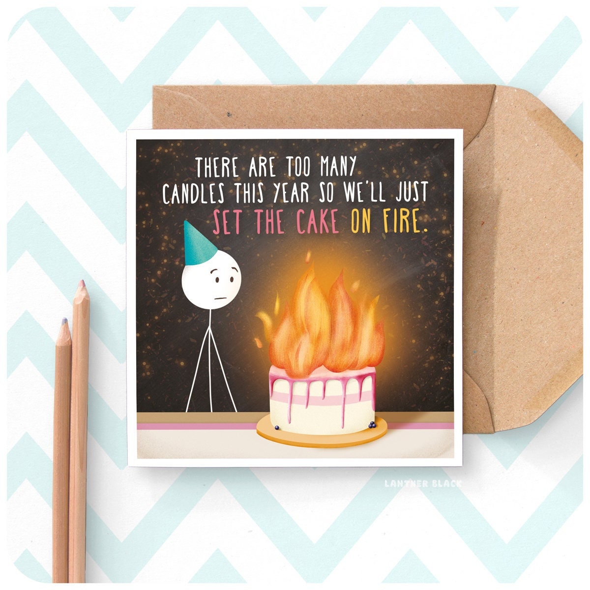 Surrounded by Candles Funny Birthday Card