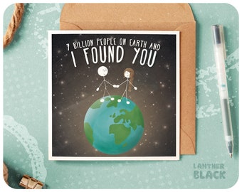 Cute Love Card / Husband Birthday Card / Wife Birthday Card / Anniversary Card / Card for Girlfriend / Boyfriend / 7 Billion SM32