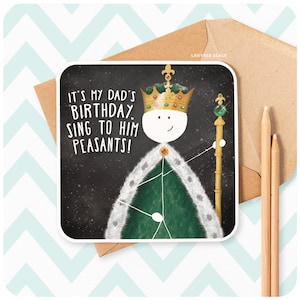 Zing voor hem boeren Funny Happy Birthday Dad Wenskaart, King Crown Royal Boss Fun Daddy Song Humor Stickman van zoon dochter SM92