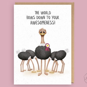 Grappig goed gedaan kaart / Grappige felicitaties kaart / Funny Exam Pass kaart / Afstuderen kaart Rijden testkaart / Je bent geweldig struisvogel PE06