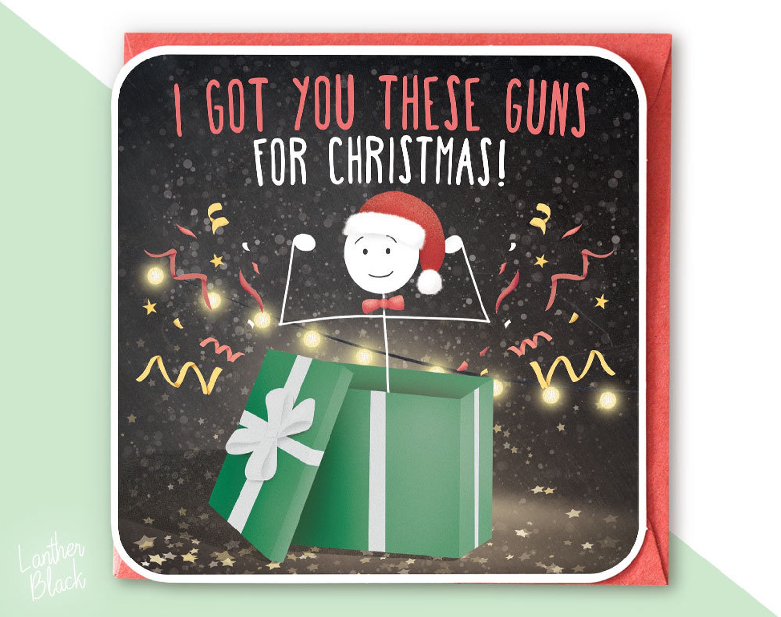 I Got You These Guns Funny Christmas Stickman Greeting Card | Etsy