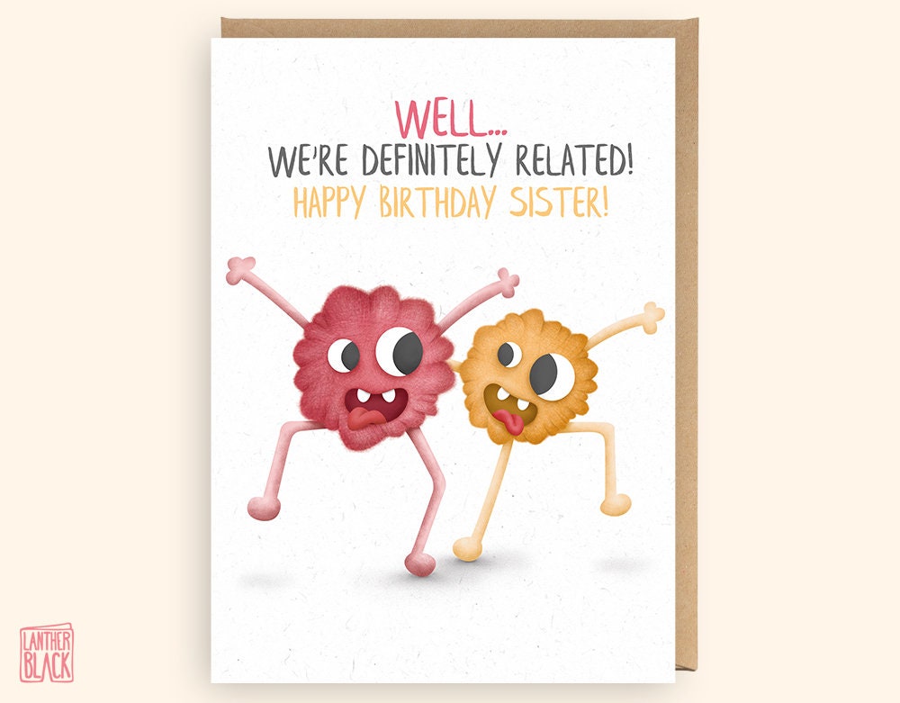 Funny Sister Birthday Card Happy Birthday Sister Cute Crazy - Etsy Funny Sister Birthday Card Happy Birthday Sister Cute Crazy - Etsy