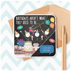 Facebook Médias sociaux Drôle Carte de vœux d’anniversaire Meilleur ami 21e 30e 40e 50e fête Pinata Fun Humour sarcastique Stickman SM79