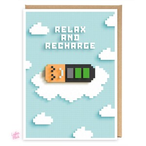 Relax and Recharge card, Retirement Card, Get Well soon card, Self care card, Support Friendship Mental Health, Recover, Be Present, GB09