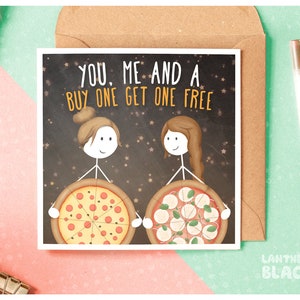 Cartão engraçado de amor de casal lésbico/aniversário de esposa, cartão de aniversário namorada, cartão de amor LGBT, Sra. e Sra., cartão de amor de pizza, Dia dos Namorados SM110A
