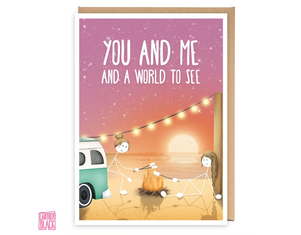 You and me and a world to see / Couple goals card / Lesbian Love card…