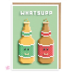 Cartão de aniversário divertido para amante de cerveja, irmão, filho, neto, sobrinho, só para dizer olá, pensando em você, o que está acontecendo GB12
