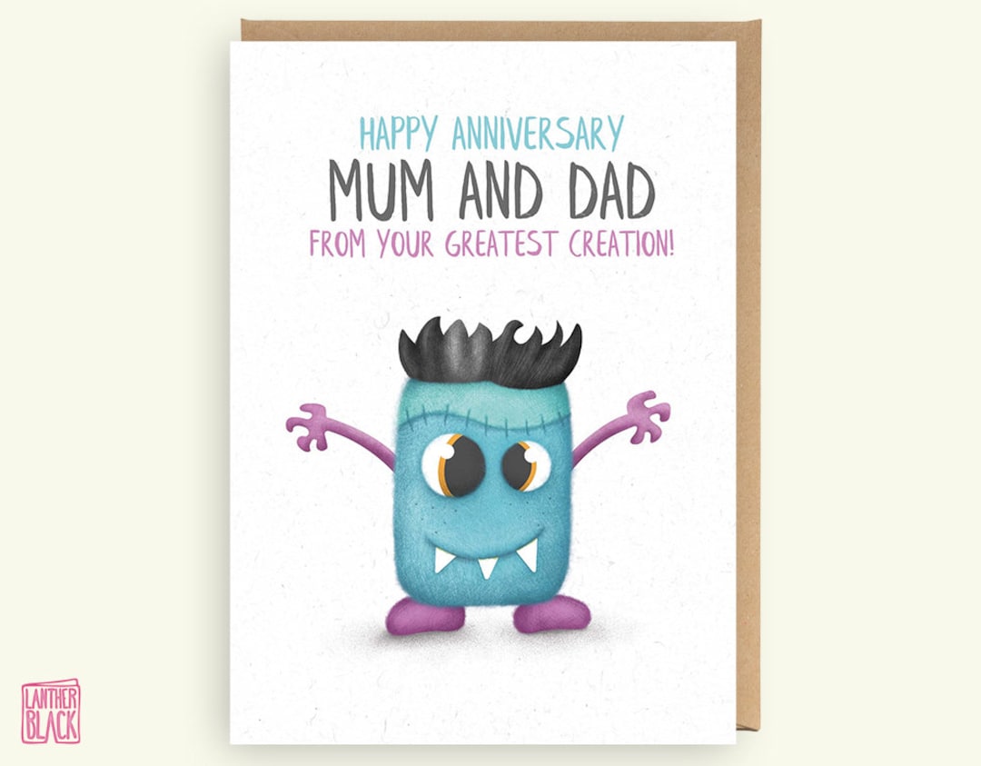 Funny Mum and Dad Wedding Anniversary Card, Happy Anniversary Parents ...