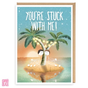 Carte de mariage pour mari, anniversaire de mari, anniversaire, fiançailles, carte M. et M,, anniversaire de couple gay, Vous êtes coincé avec moi WW03B