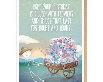 Pretty Happy Birthday Card, Special birthday card, Cute card for mum, sister, friend, auntie, gran, nan, Birthday flowers poem card WW19