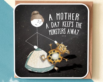 Funny Mothers Day Card / Mother's Day Card / Funny Mum birthday card / Funny mum card / Cute mum card / Monsters /  SM62