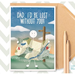I'd be lost without you Cute Vatertag Happy Birthday Dad Grußkarte / Lustige illustrierte Stickman Karte von Tochter Sohn WW12
