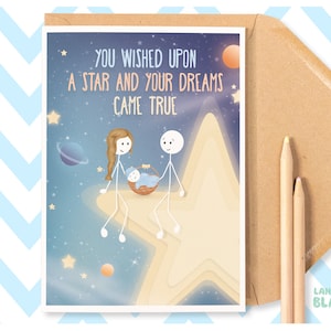 Dreams Made True, Cute New Baby Felicitaciones Card Little Boy Welcome to the World, New Parents Son New Grandson Sobrino Godson WW28
