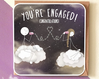 Cute Engagement Card / You're Engaged / Engagement Congratulations / Congrats Engagement / Engagement Greeting Card / Engaged Card / SM81