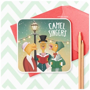 Kamel Sänger Lustige Weihnachtskarte, Wortspiel Song Carol Tiere Xmas Humor Alternative Urlaub Freund Nachbar Kollegin Witz XC01