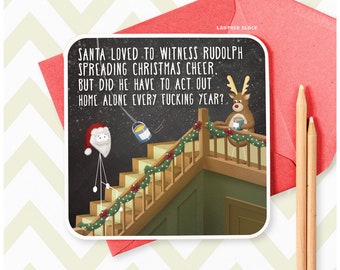 Zabawna świąteczna kartka „Kevin sam w domu”, świąteczna kartka „Święty Rudolf”, kartka „Kevin sam w domu”, zabawna świąteczna kartka, kartka „Harry i Marv”, świąteczne filmy XS26