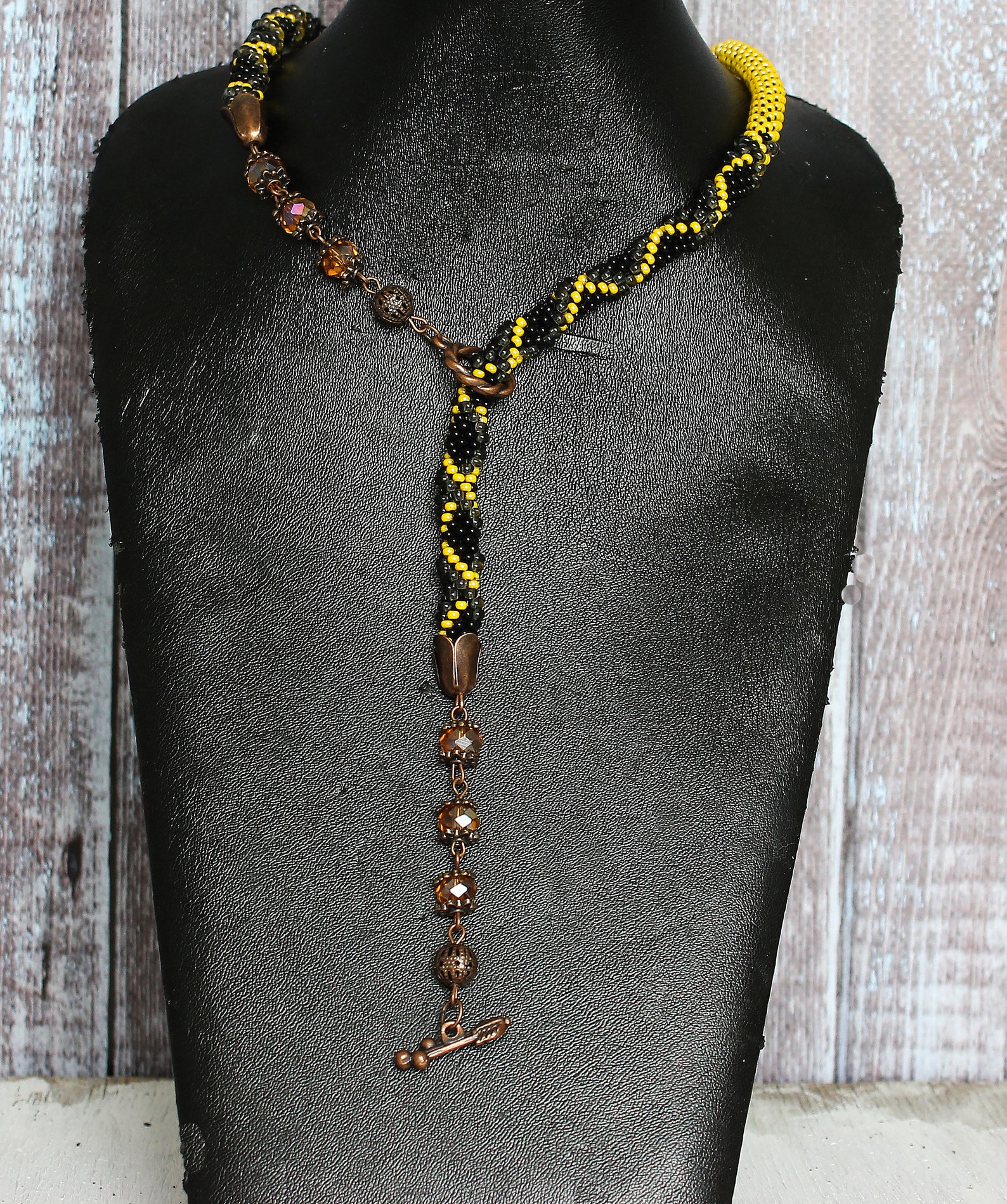 Beaded Lariat long Necklace Beaded rope Contemporary Jewelry Etsy