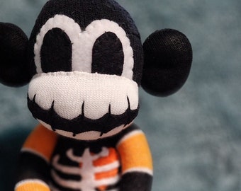 Cackle - Orange & Black Skeleton Sock Monkey Plush D.I.Y. Kit - Make It Yourself - No Sewing Machine Needed!