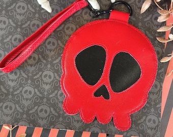 Skull Coin Purse - Halloween Spooky Cute Creepy Pouch Bag - Handmade Vinyl