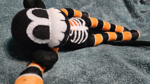 Orange and Black Skeleton Sock Monkey Plush DIY Kit – No-Sew Halloween Craft Toy