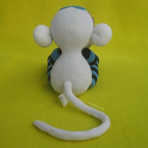 Blue Sugar Skull Sock Monkey DIY Kit White Body Handmade Plush Doll Dia de los Muertos Day of the Dead image 5