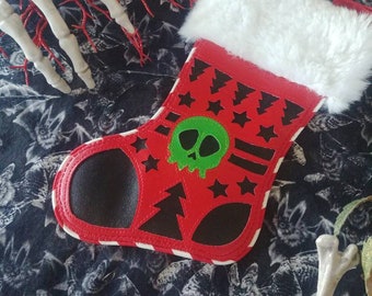 A Very Macabre Christmas Stocking Creepmas Coin Purse - Spooky Cute Creepy Pouch Bag - Handmade Vinyl