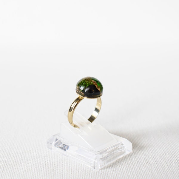 Bague orgonite, Quartz, Shungite, Diopside, Protection, Bien-être, Amour, Bijou original, 114824