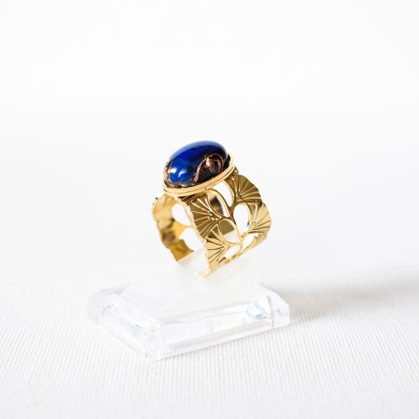 Bague orgonite, Quartz, Shungite, Lapis lazuli, Protection, Bien-être, Bonheur, Bijou original, 115024