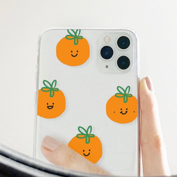 Kawaii Oranges iPhone Case Aesthetic Cute Korean Phone Case Art Gift Cover Orange Retro Minimalist Clear 6 7 8 X XR iPhone 11 12 pro max se