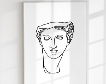 Greek God Print Apollo Statue Wall Art Mythology Printable Poster Digital Prints Aesthetic Downloable Line Art Minimalist Abstract Ancient