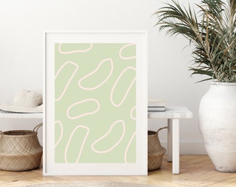 Abstract Print Modern Printable Wall Art Digital Downloable Geometric Living Room Art Prints Poster Green Modern Minimalist Simple Gift Idea