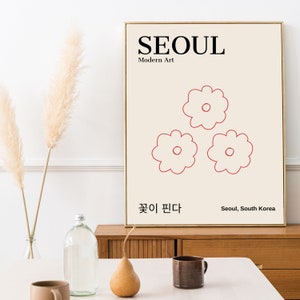 Seoul Print Wall Art Printable South Korea Kpop Poster Digital Flowers Market Aesthetic Downloable Minimalist Abstract Retro Printables Gift